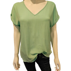 CANDIES Sea Green V-Neck Short Sleeve Top Size S